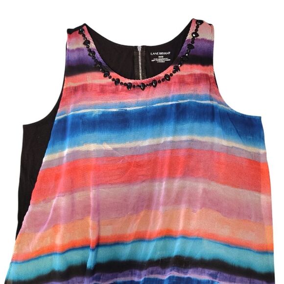 Y2K Lane Bryant Black Colorful Watercolor Embellished Tank Plussize 18/ 20 - Picture 3 of 12
